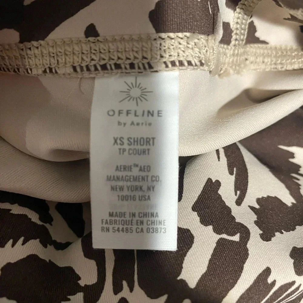 Offline By Aerie Pants Brown Cream Animal Print Leggings 7/8 Stretch Size XS - Picture 7 of 8